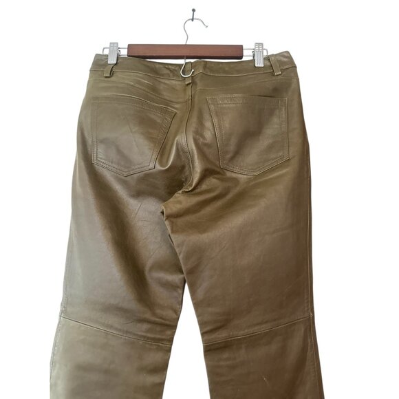 Vintage Gap Real Leather Bootcut Pants Women 10 Dark Green Western Cowgirl Grung - Picture 15 of 16